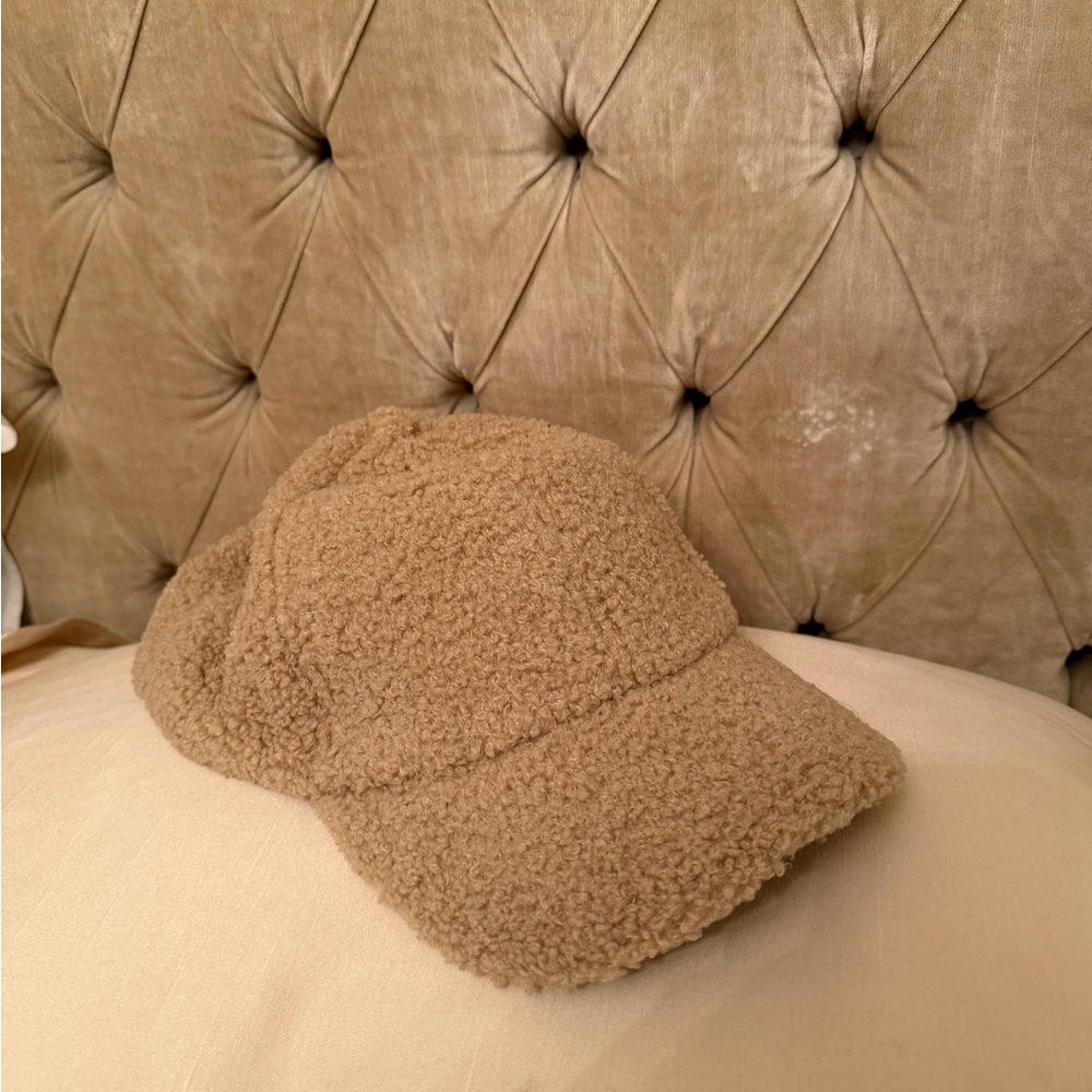 ZARA Cozy Tan Sherpa Cap